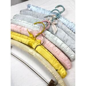 Vintage Set of 7 Fabric Satin Padded Clothing Hangers Solid Pastels 1980s-2000s
